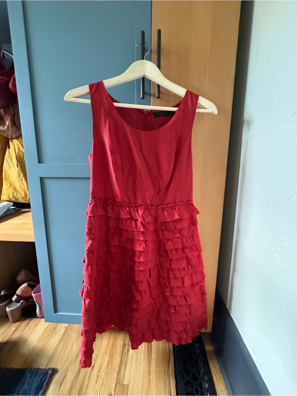 The Limited Red Sleeveless Ruffle Tier Dress